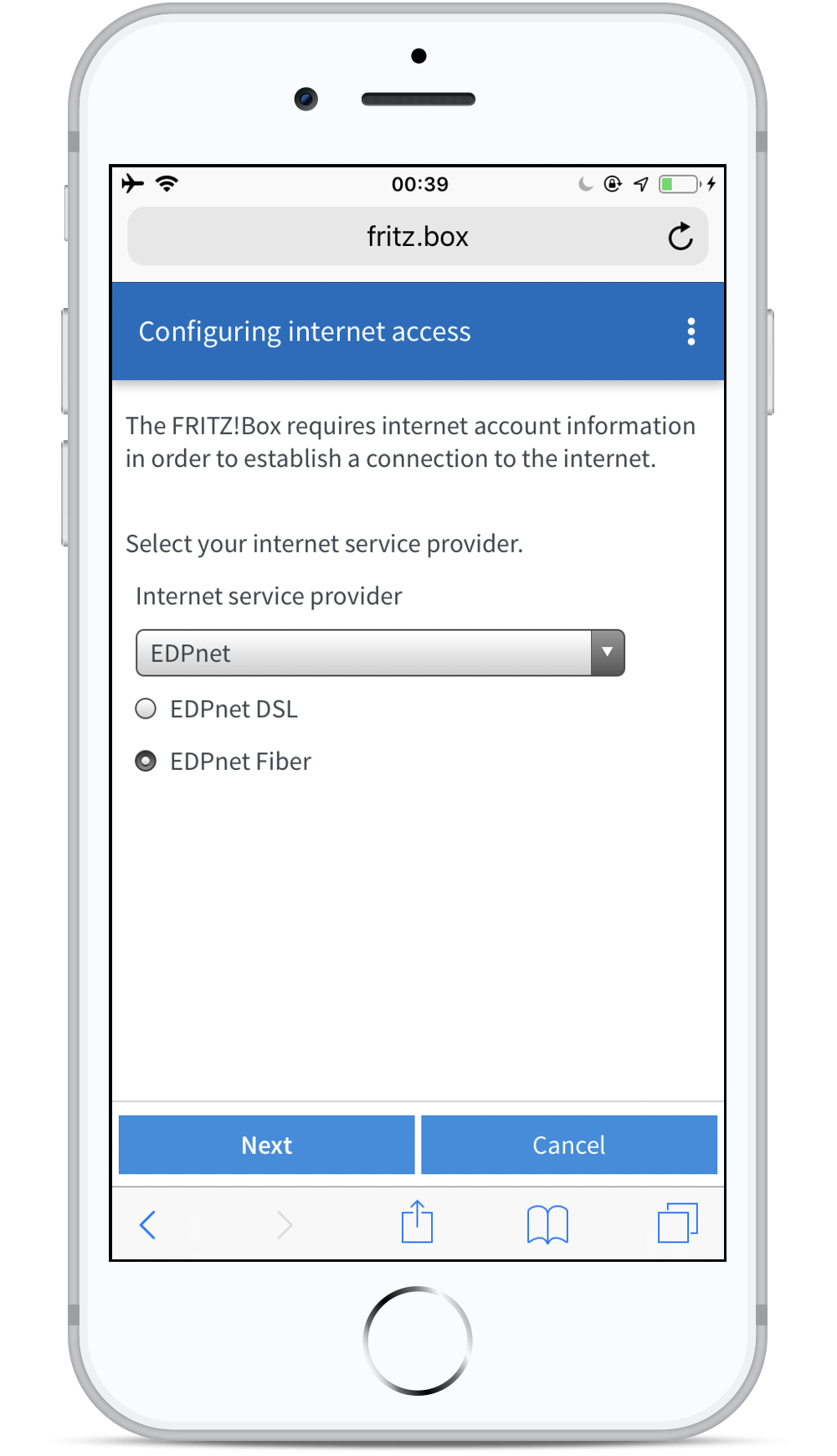 How do I install and configure my FRITZ!Box 7530 for use with a fiber connection